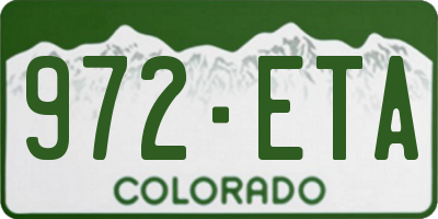 CO license plate 972ETA