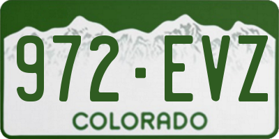 CO license plate 972EVZ