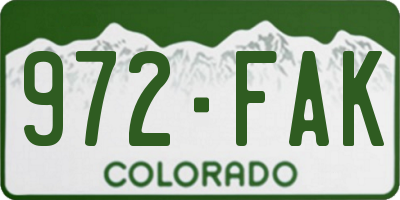CO license plate 972FAK