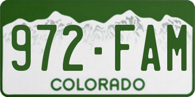 CO license plate 972FAM