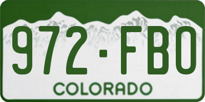CO license plate 972FBO