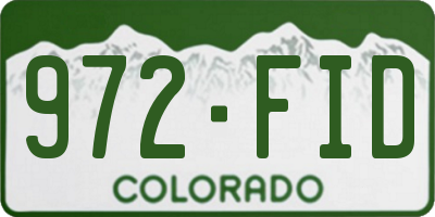 CO license plate 972FID
