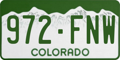 CO license plate 972FNW