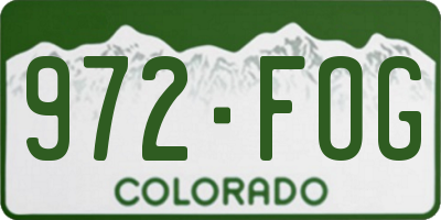 CO license plate 972FOG