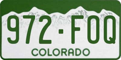 CO license plate 972FOQ