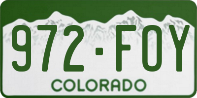 CO license plate 972FOY