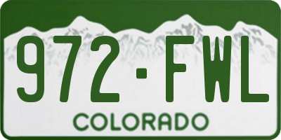 CO license plate 972FWL