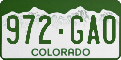 CO license plate 972GAO