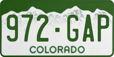 CO license plate 972GAP