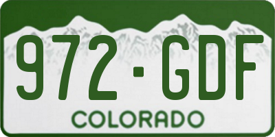 CO license plate 972GDF