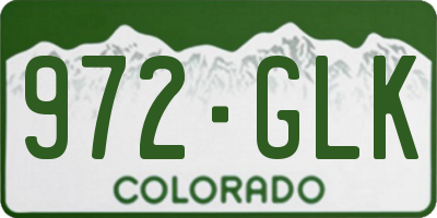 CO license plate 972GLK