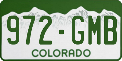 CO license plate 972GMB