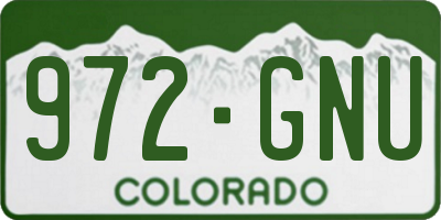 CO license plate 972GNU