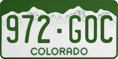 CO license plate 972GOC