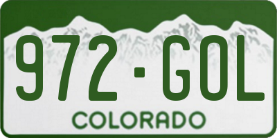 CO license plate 972GOL