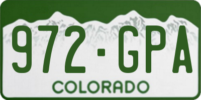 CO license plate 972GPA