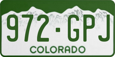 CO license plate 972GPJ