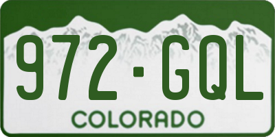 CO license plate 972GQL