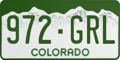 CO license plate 972GRL