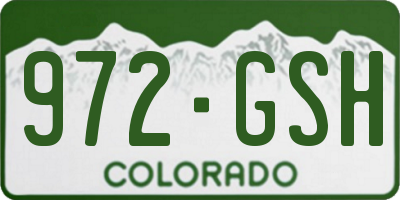 CO license plate 972GSH