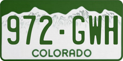 CO license plate 972GWH