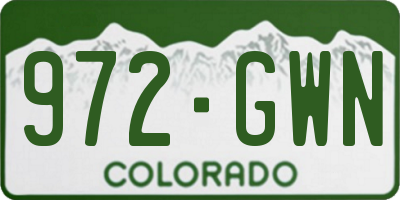 CO license plate 972GWN