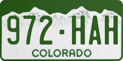 CO license plate 972HAH