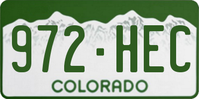 CO license plate 972HEC