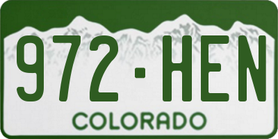 CO license plate 972HEN