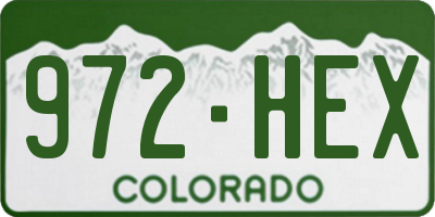CO license plate 972HEX