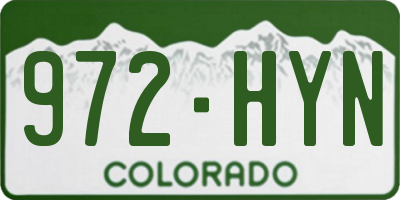 CO license plate 972HYN