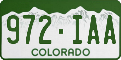 CO license plate 972IAA