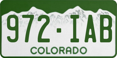 CO license plate 972IAB