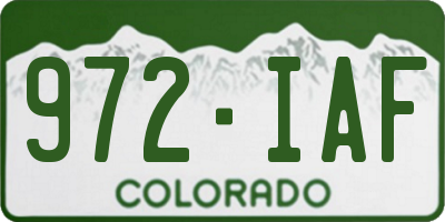 CO license plate 972IAF