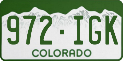 CO license plate 972IGK