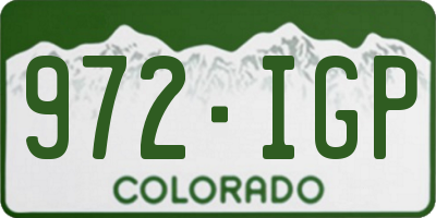 CO license plate 972IGP