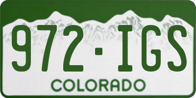 CO license plate 972IGS