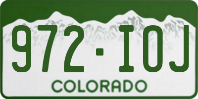 CO license plate 972IOJ