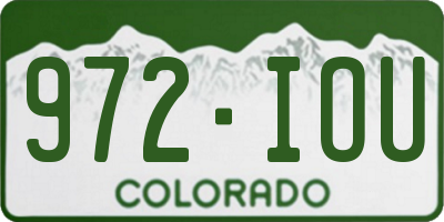 CO license plate 972IOU