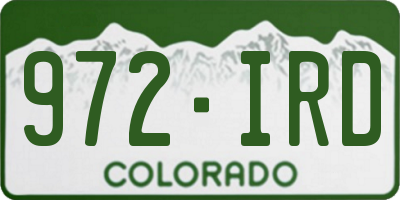 CO license plate 972IRD