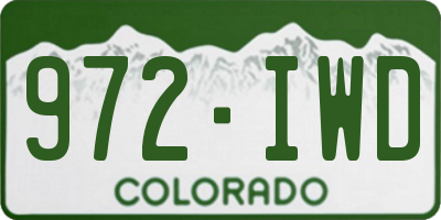 CO license plate 972IWD