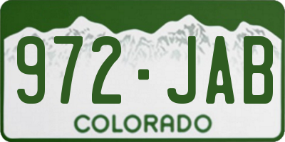 CO license plate 972JAB