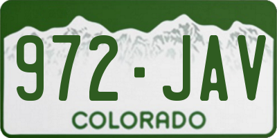 CO license plate 972JAV