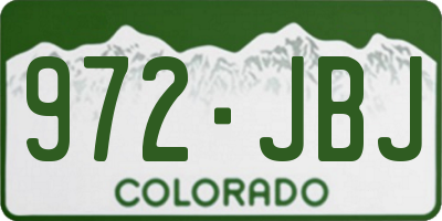 CO license plate 972JBJ