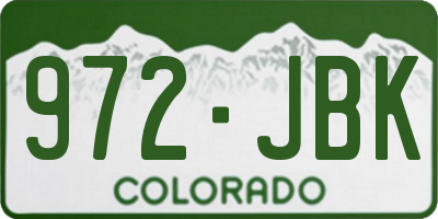 CO license plate 972JBK