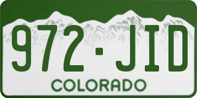 CO license plate 972JID