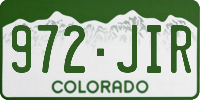 CO license plate 972JIR