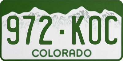 CO license plate 972KOC
