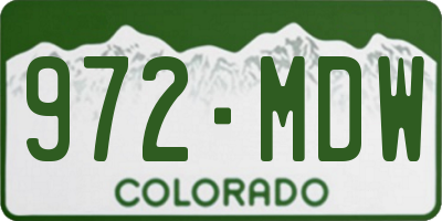 CO license plate 972MDW