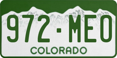CO license plate 972MEO